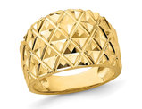 14K Yellow Gold Quilted Pattern Dome Ring (SIZE 7)